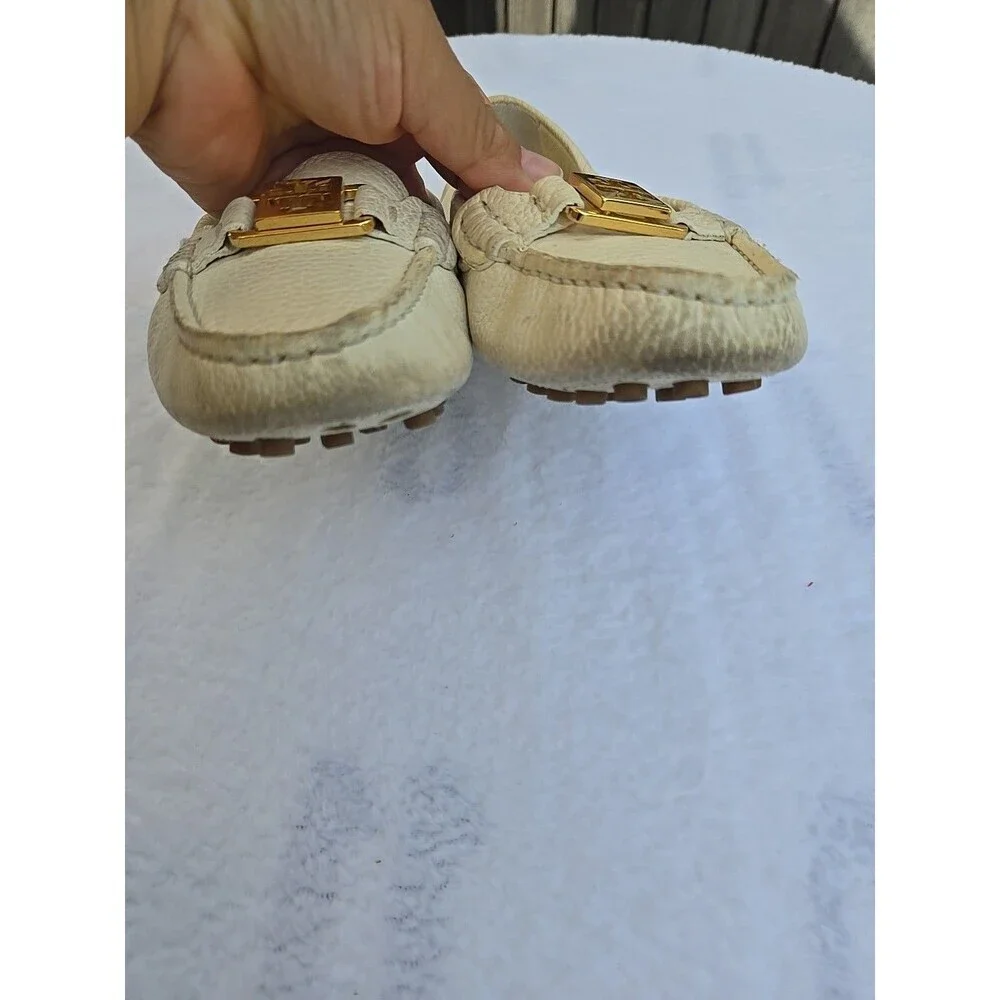 Tory Burch Kendrick Gold Pebbled Leather Moccasin Drivers Driving Loafers 5.5 M